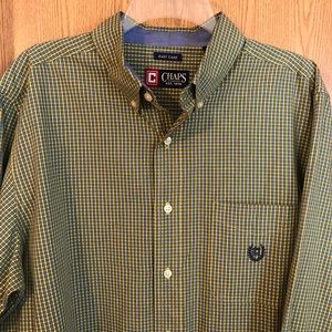 Blue and gold plaid long sleeve Chaps shirt size L